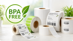 BPA-free thermal label rolls and barcode labels for safer direct thermal printing workflows.